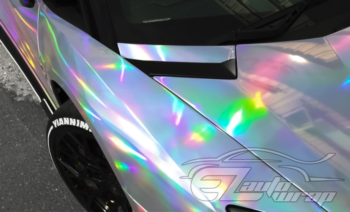 Holographic Silver Vinyl Wrap