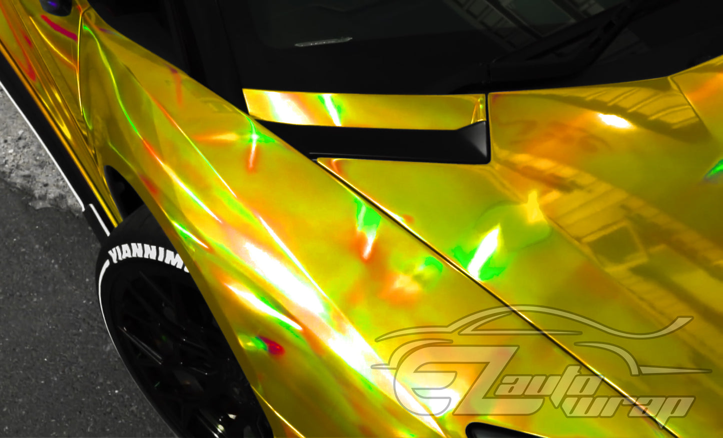 Holographic Yellow Vinyl Wrap