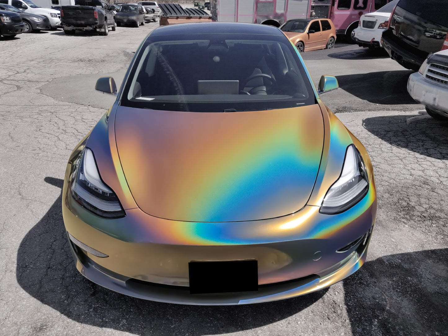 Laser Flip Satin Rainbow Gray Vinyl Wrap