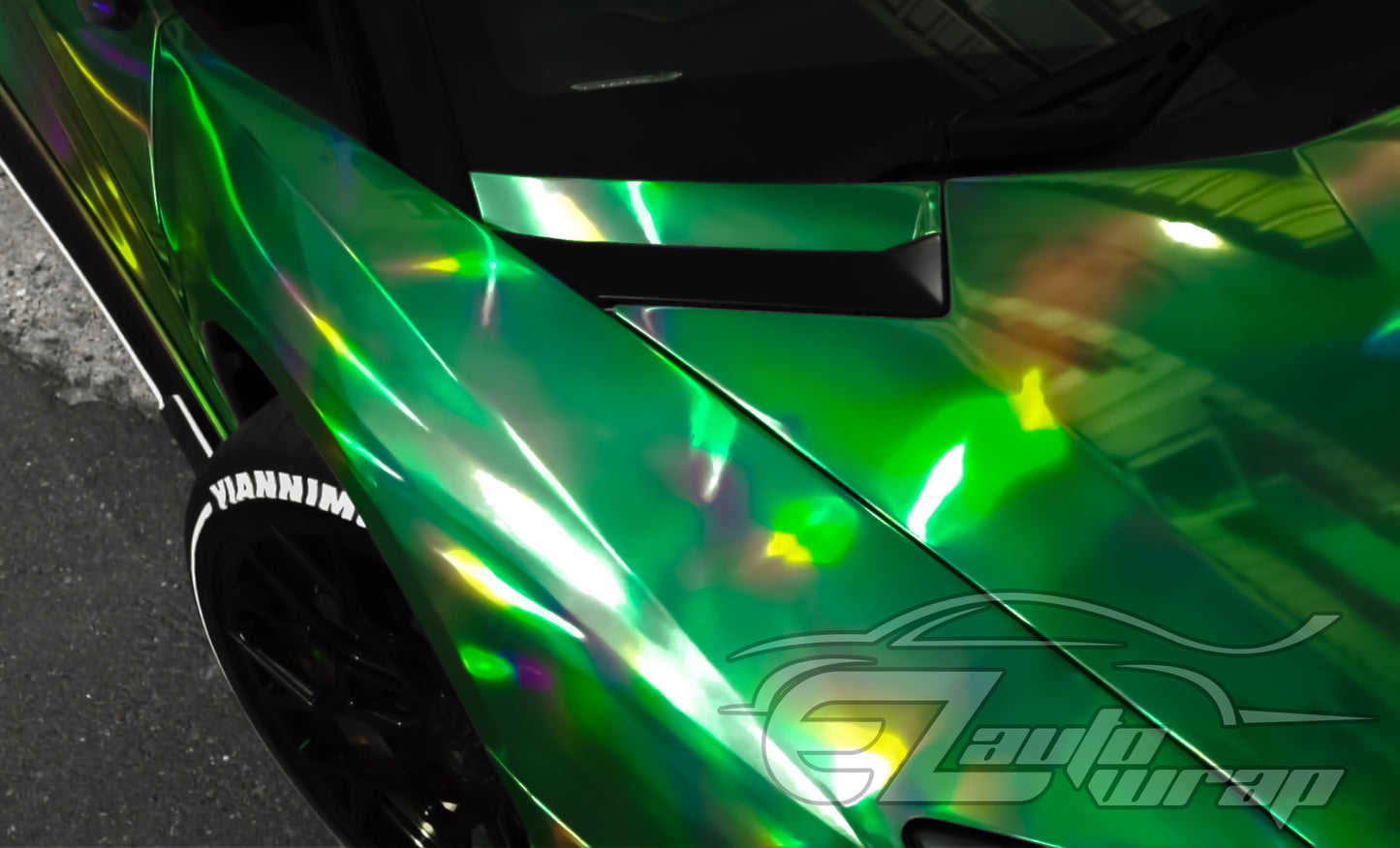 Holographic Green Vinyl Wrap
