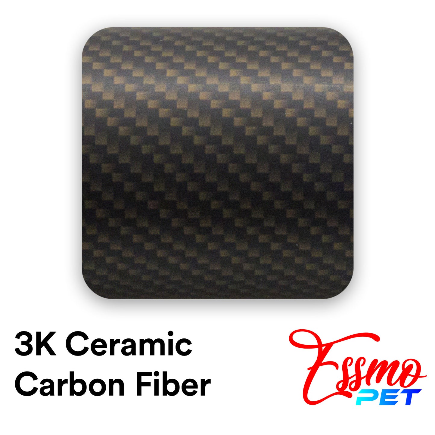 PET 3K Ceramic Carbon Fiber Matte Black Gold Vinyl Wrap
