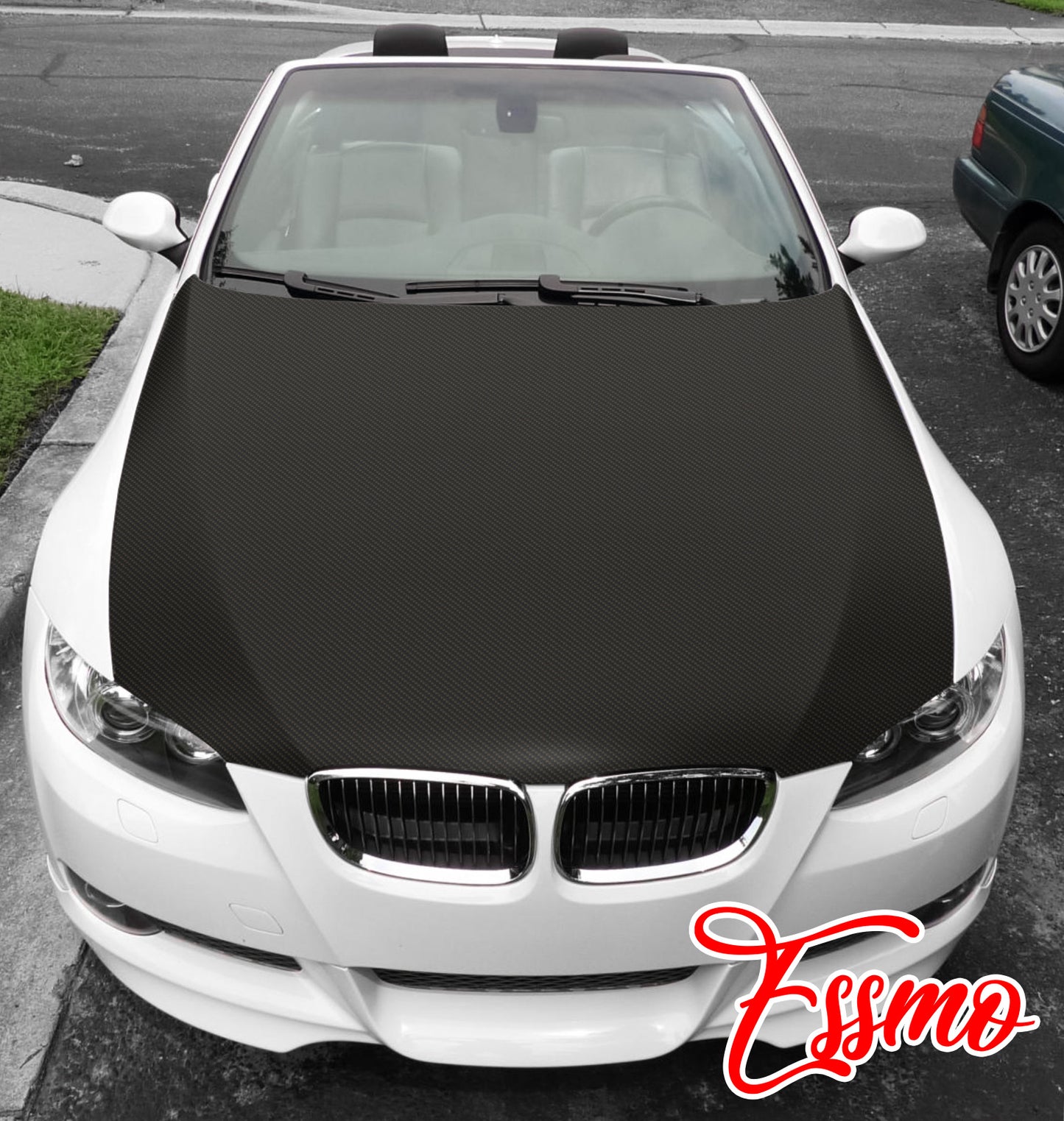 PET 3K Ceramic Carbon Fiber Matte Black Gold Vinyl Wrap