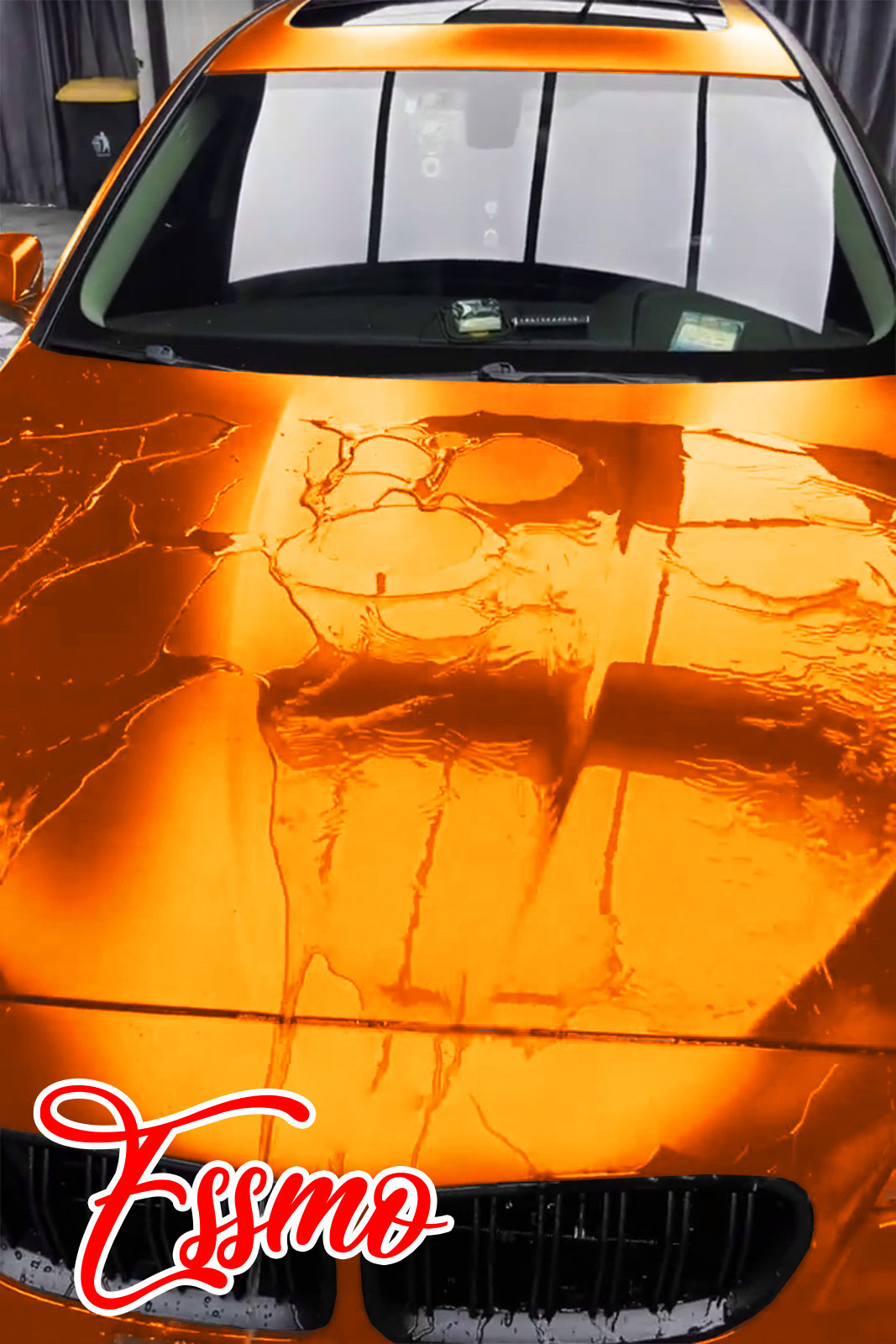 PET Romance Chrome Lava Orange Vinyl Wrap