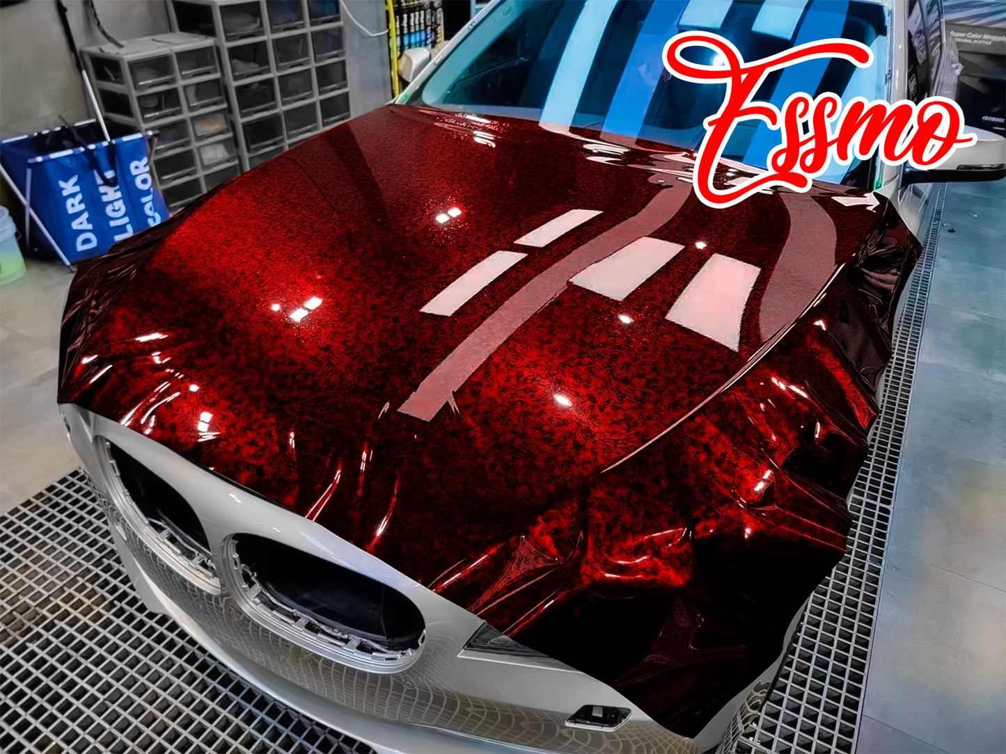 PET Marble Forged Gloss Carbon Fiber Textured Red Vinyl Wrap