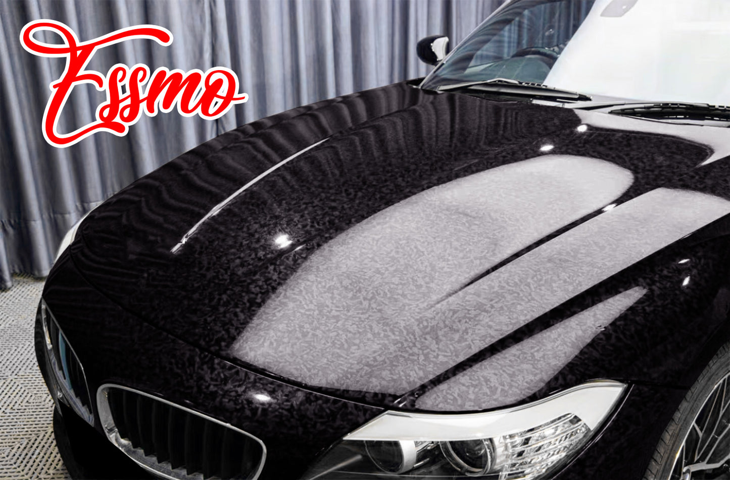 PET Marble Forged Gloss Carbon Fiber Textured Black Vinyl Wrap