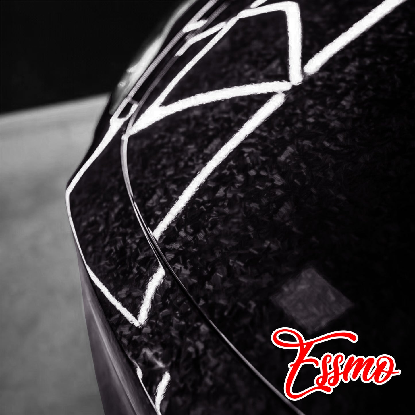 PET Marble Forged Gloss Carbon Fiber Textured Black Vinyl Wrap