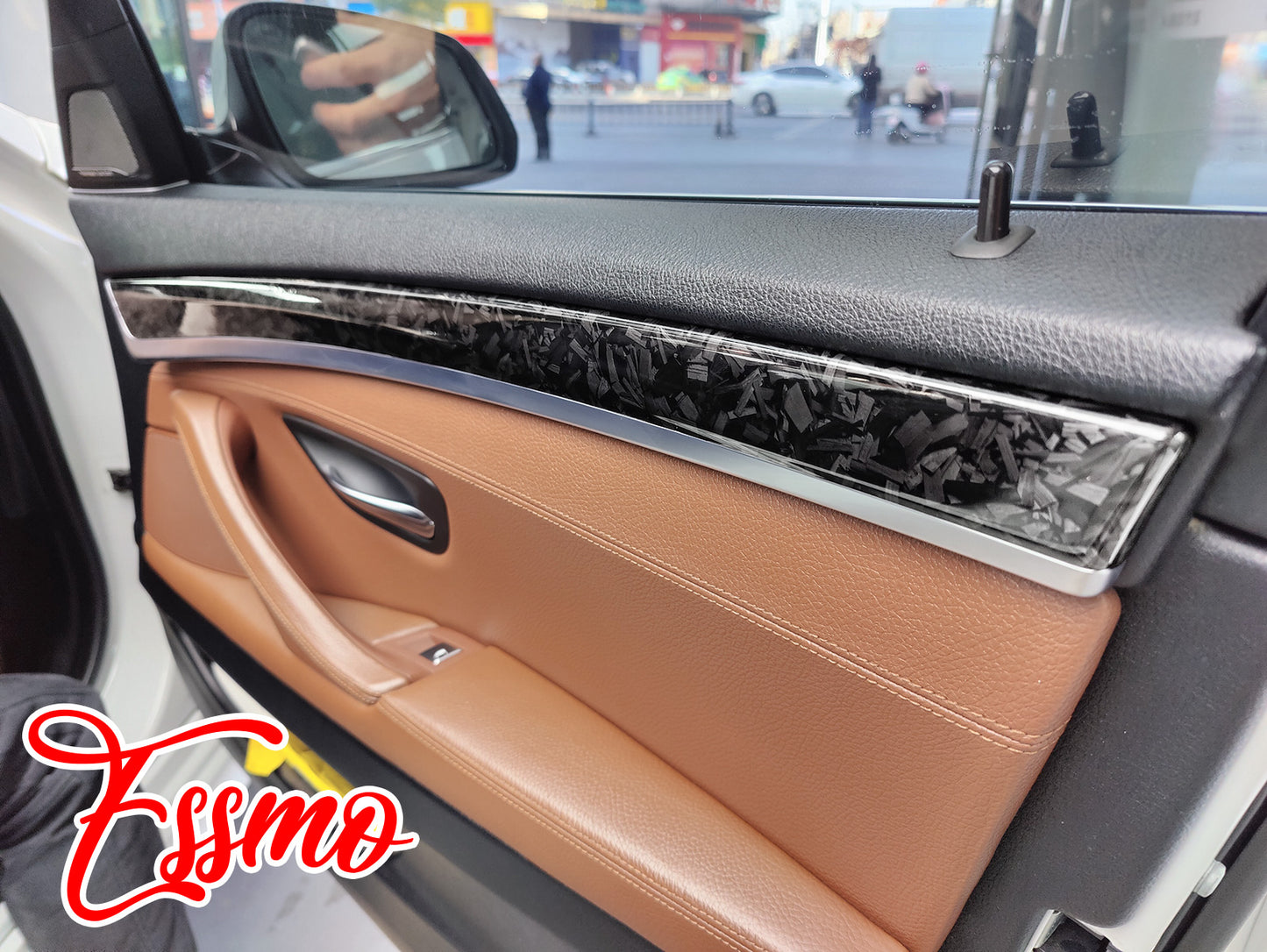 PET Marble Forged Gloss Carbon Fiber Textured Silver Vinyl Wrap