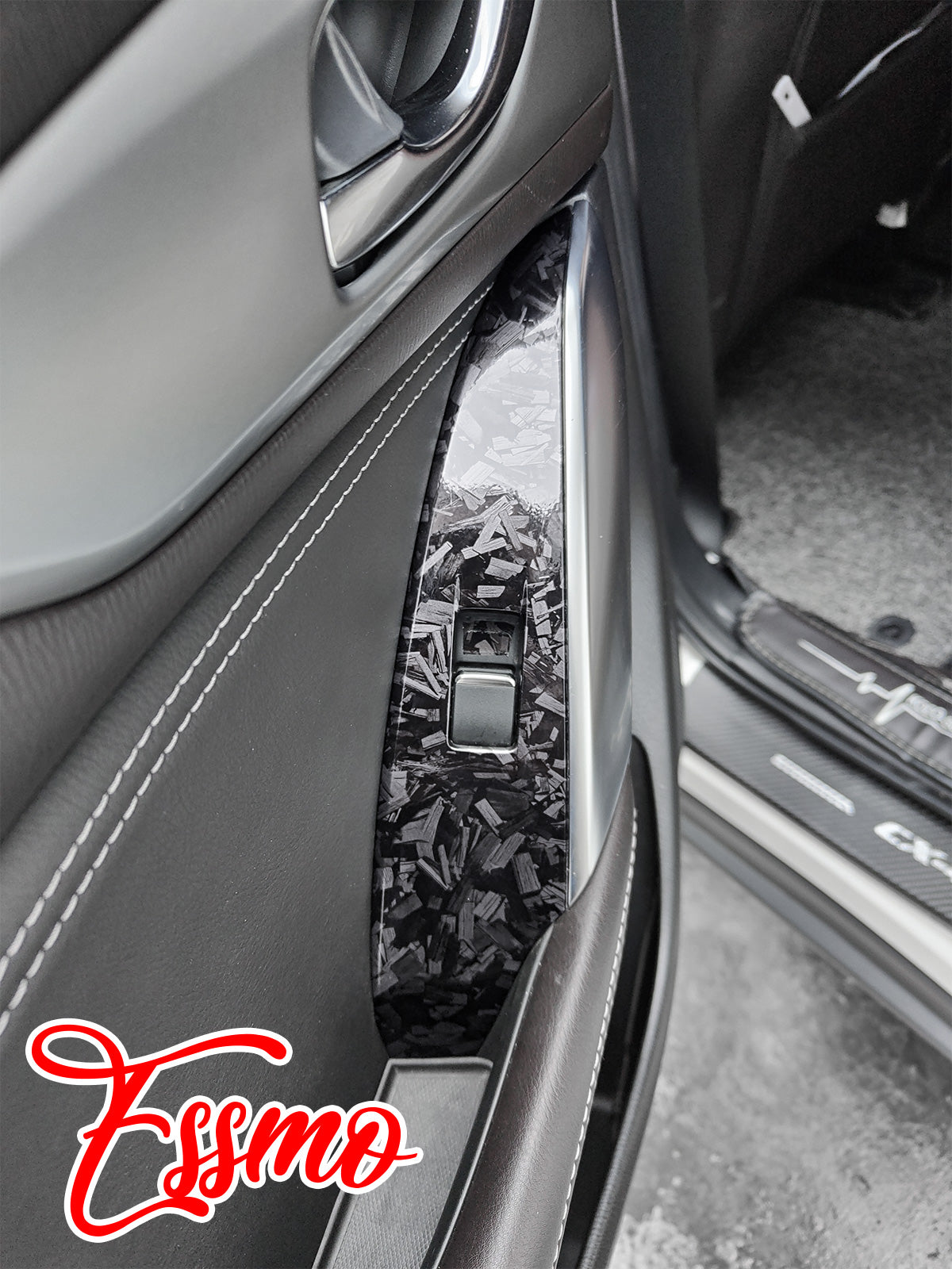 PET Marble Forged Gloss Carbon Fiber Textured Silver Vinyl Wrap
