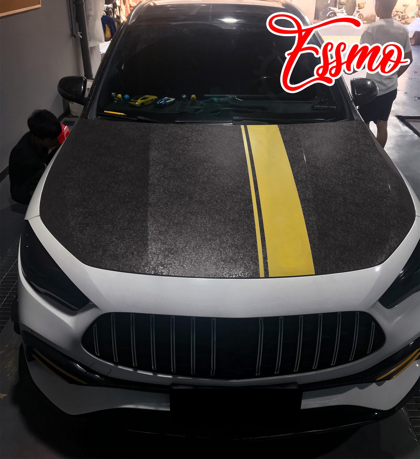 PET Marble Forged Matte Carbon Fiber Textured Black Vinyl Wrap