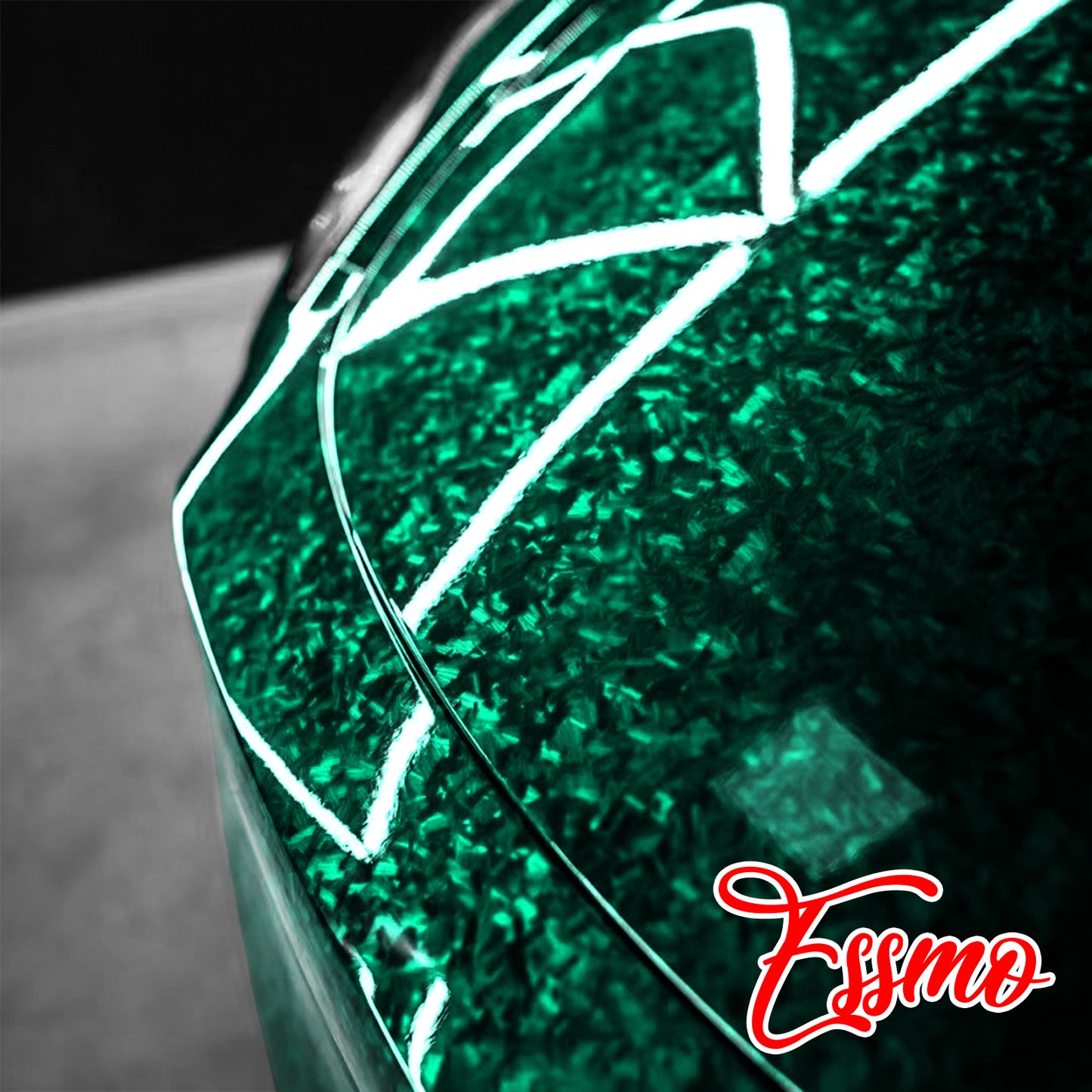 PET Marble Forged Gloss Carbon Fiber Textured Emerald Green Vinyl Wrap