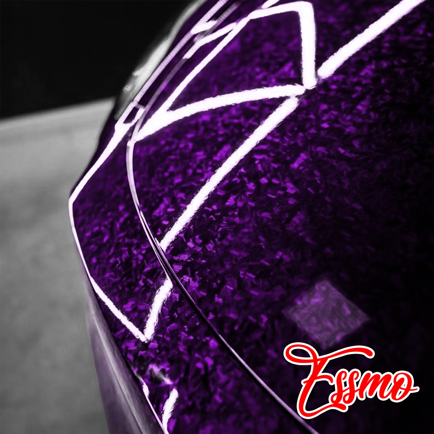PET Marble Forged Gloss Carbon Fiber Textured Royal Purple Vinyl Wrap