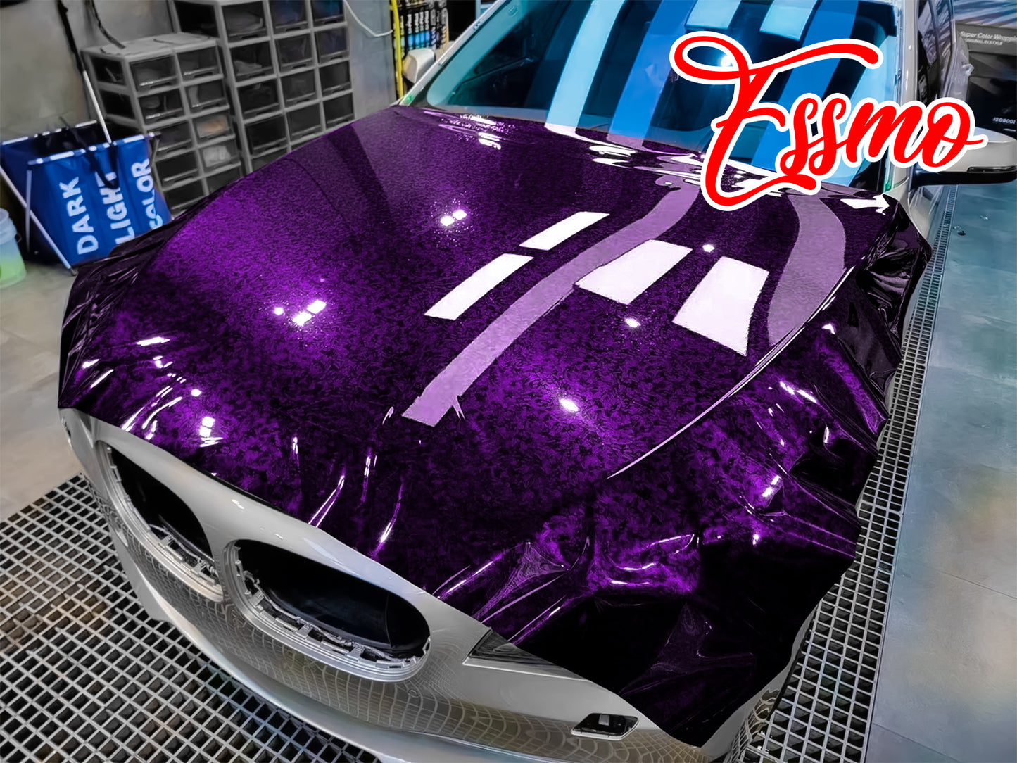 PET Marble Forged Gloss Carbon Fiber Textured Royal Purple Vinyl Wrap