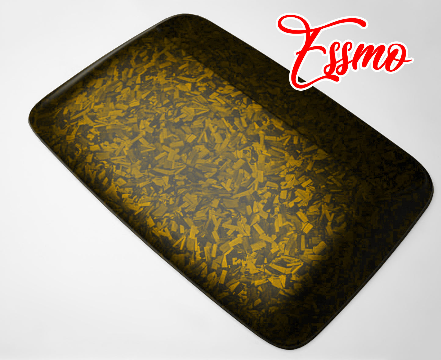 PET Marble Forged Matte Carbon Fiber Textured Golden Yellow Vinyl Wrap