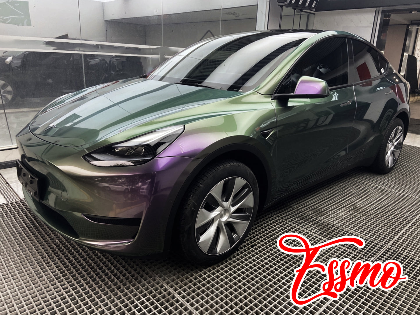 PET Galaxy Dust Gloss Violeta Green Vinyl Wrap