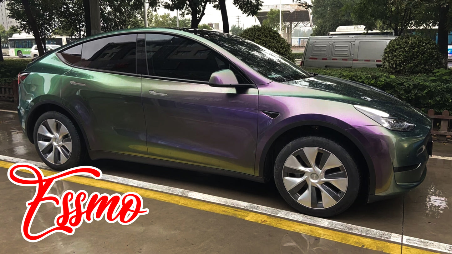 PET Galaxy Dust Gloss Violeta Green Vinyl Wrap