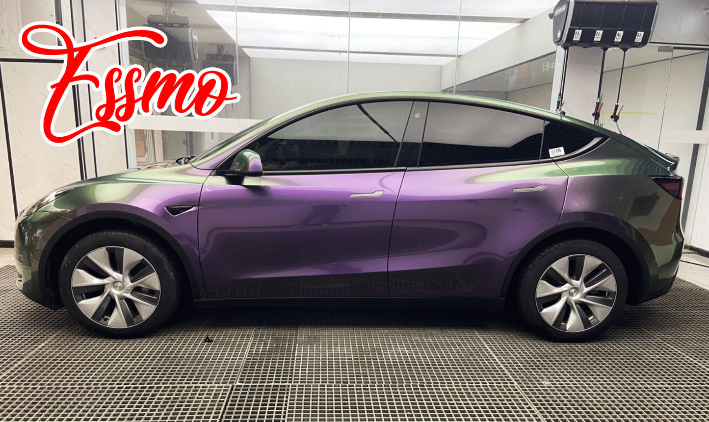 PET Galaxy Dust Gloss Violeta Green Color Shift Vinyl Wrap