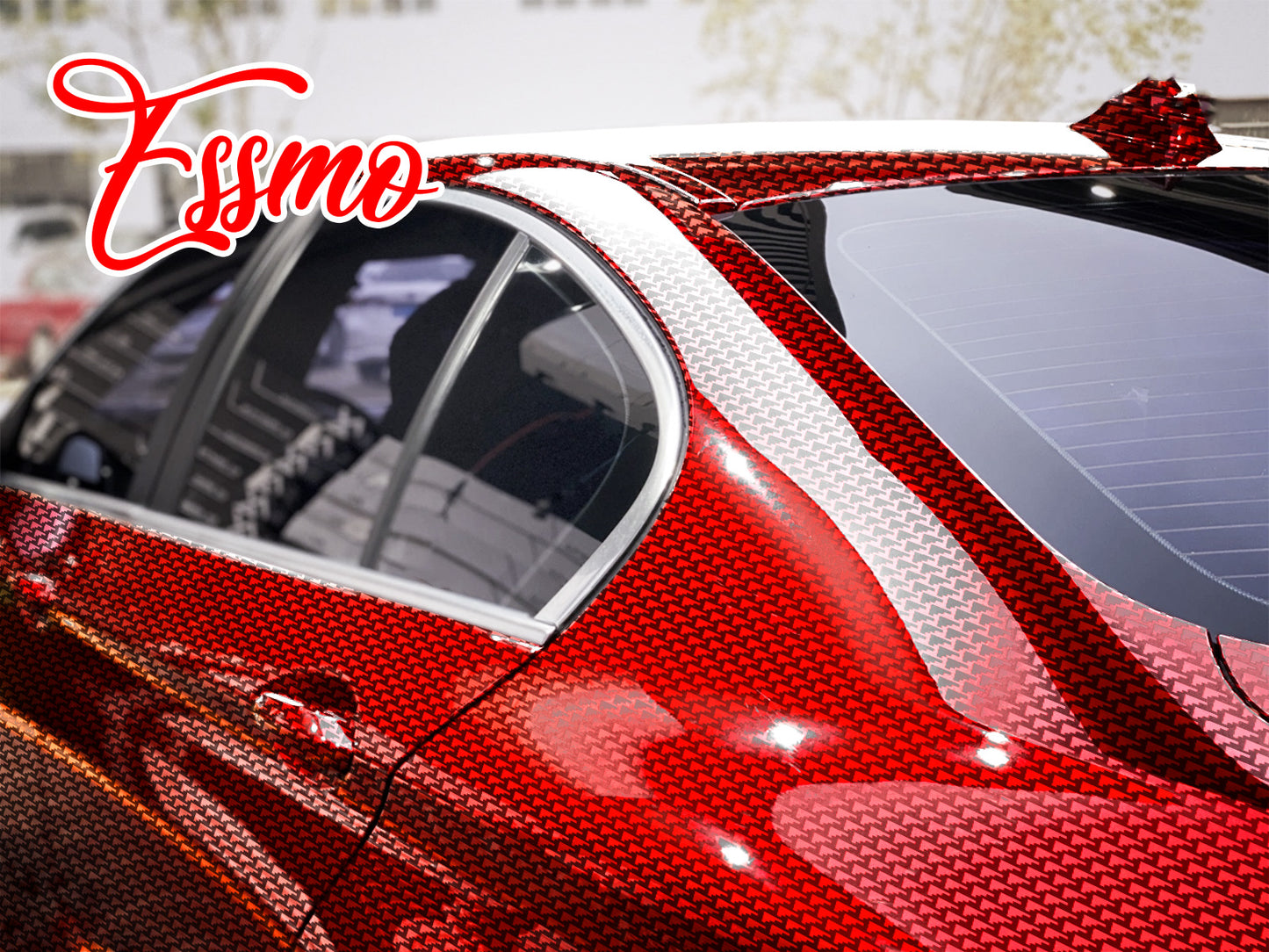 PET Squadron Carbon Fiber Gloss Red Vinyl Wrap