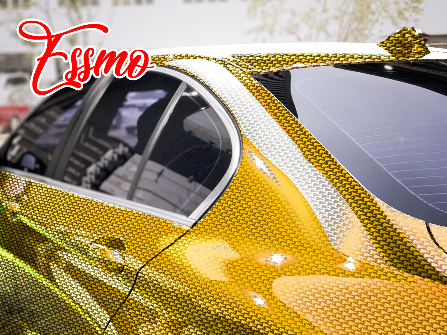 PET Squadron Carbon Fiber Gloss Gold Vinyl Wrap