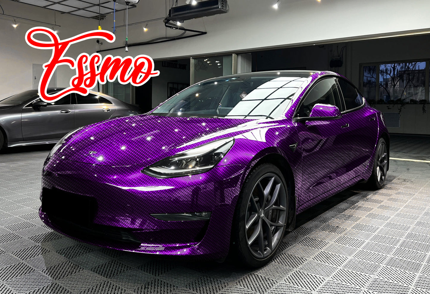 PET Squadron Carbon Fiber Gloss Royal Purple Vinyl Wrap