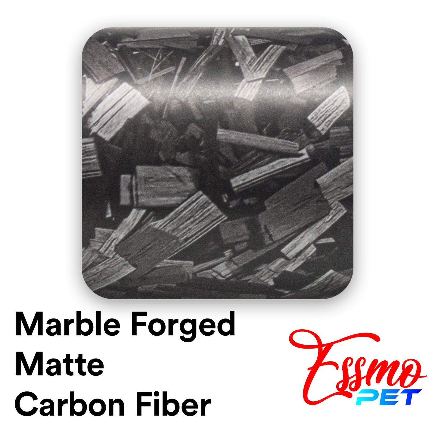 PET Marble Forged Matte Carbon Fiber Textured Silver Vinyl Wrap