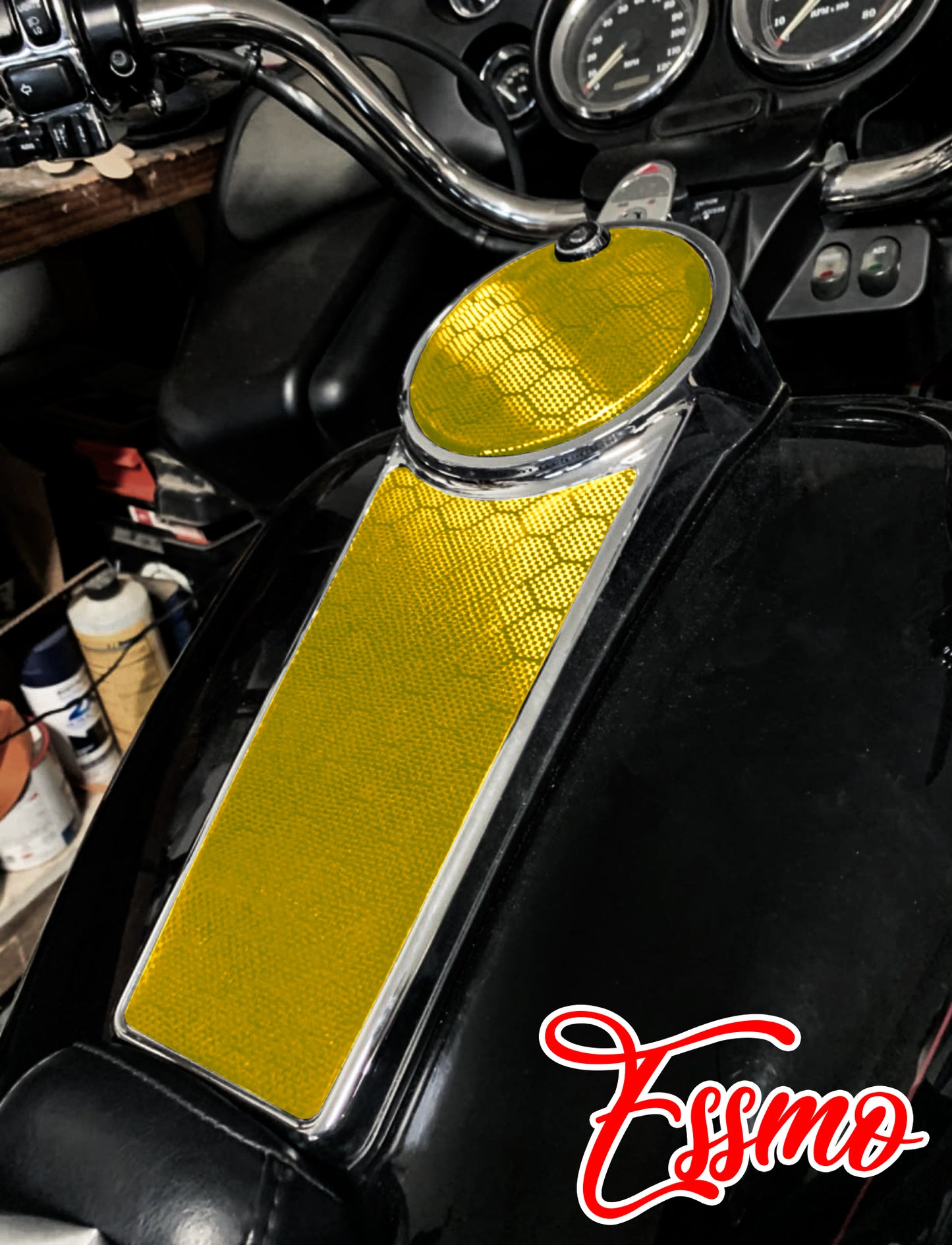 PET Honeycomb Carbon Fiber Satin Golden Yellow Hex Vinyl Wrap