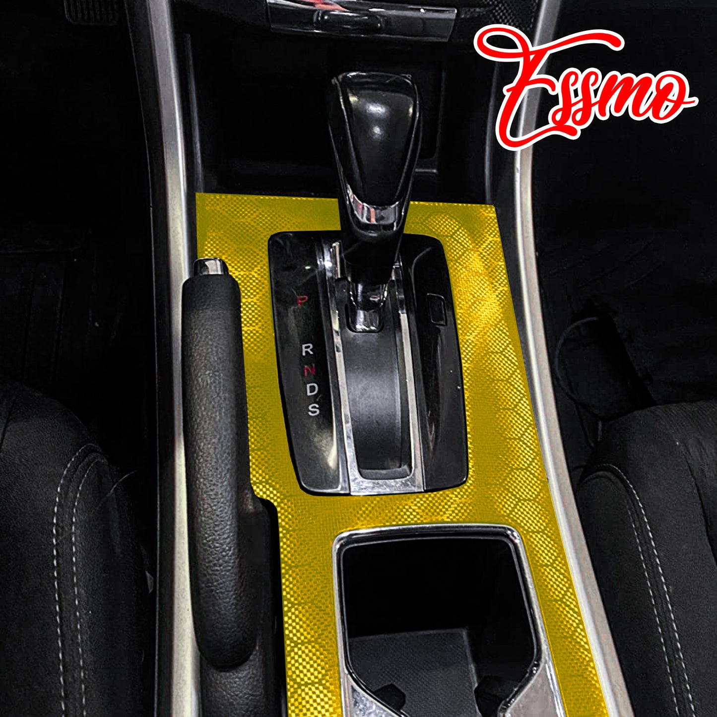 PET Honeycomb Carbon Fiber Satin Golden Yellow Hex Vinyl Wrap