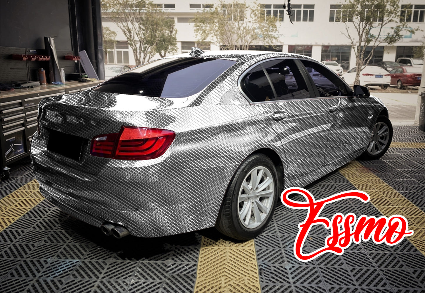 PET Squadron Carbon Fiber Gloss Silver Vinyl Wrap