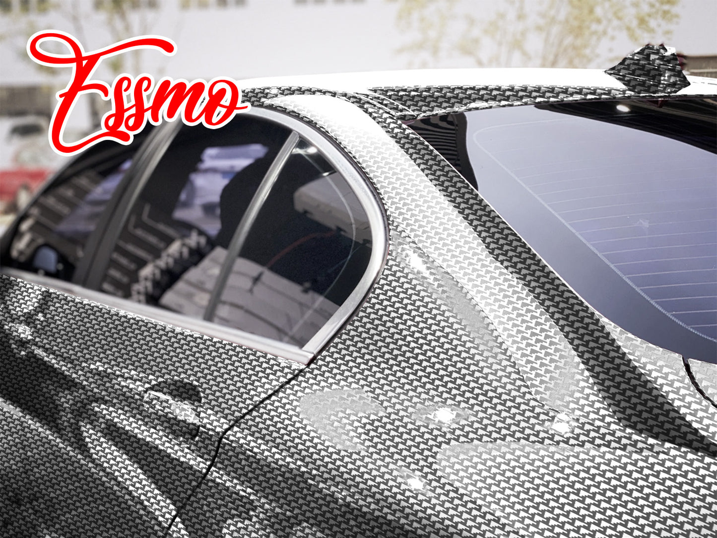 PET Squadron Carbon Fiber Gloss Silver Vinyl Wrap