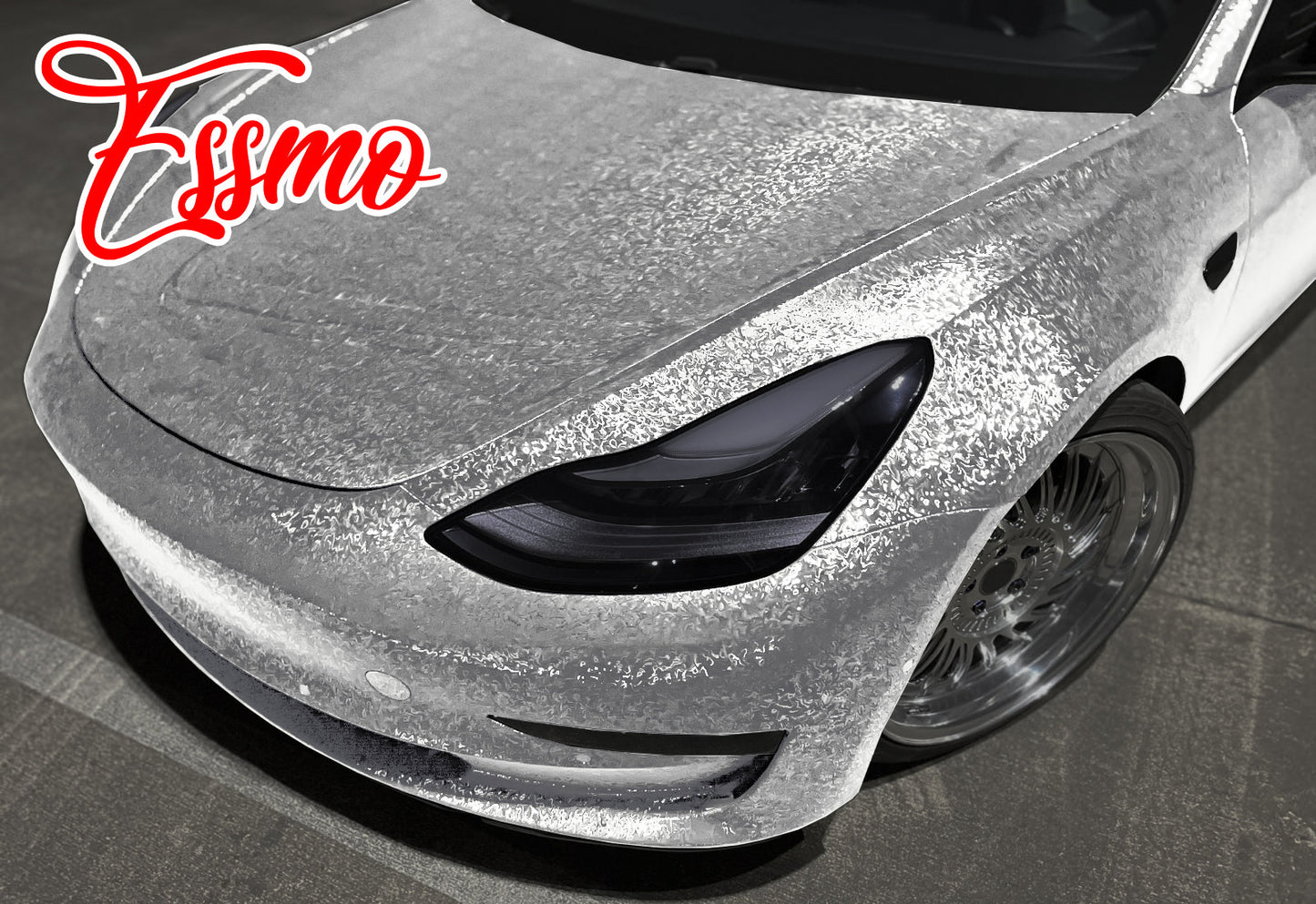 PET Damascus Forged Satin Silver Vinyl Wrap