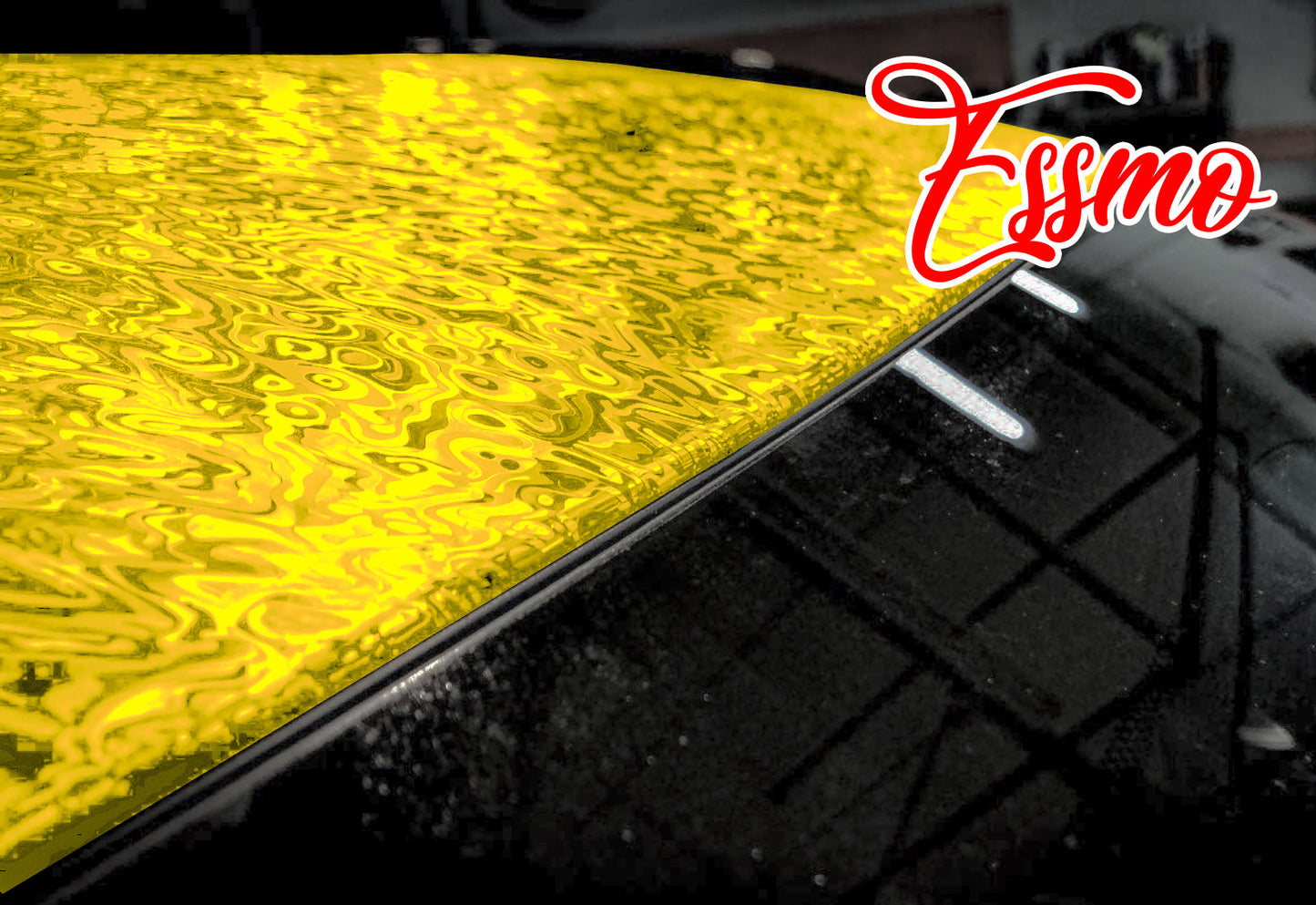 PET Damascus Forged Satin Golden Yellow Vinyl Wrap