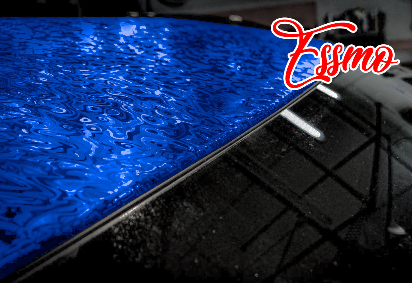 PET Damascus Forged Satin Royal Blue Vinyl Wrap