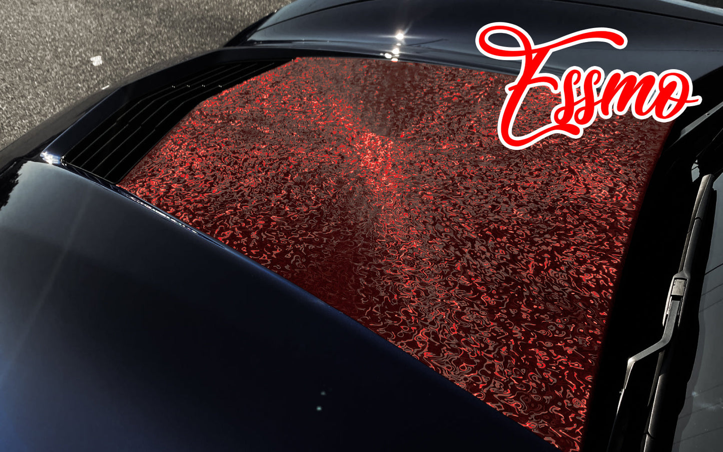 PET Damascus Forged Satin Dark Red Vinyl Wrap