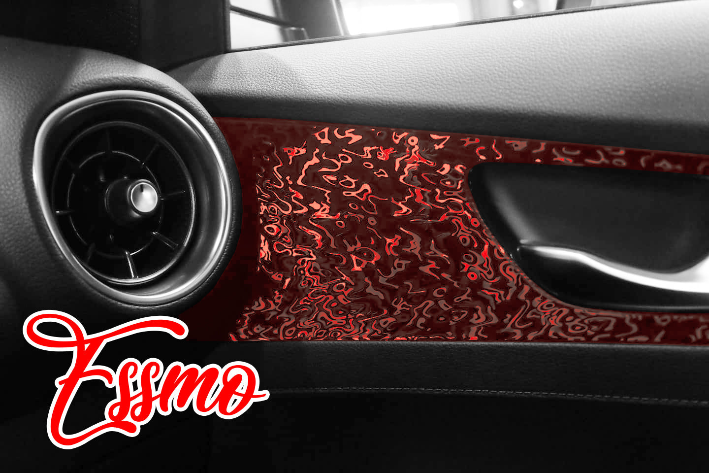 PET Damascus Forged Satin Dark Red Vinyl Wrap