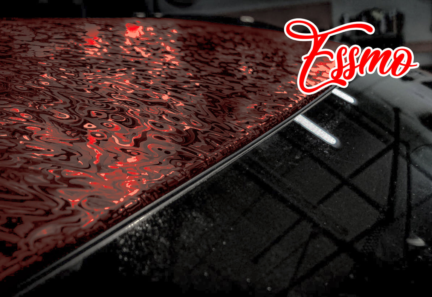 PET Damascus Forged Satin Dark Red Vinyl Wrap