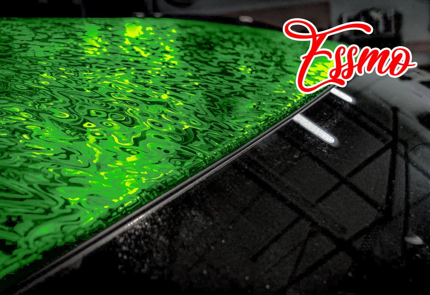 PET Damascus Forged Satin Beast Green Vinyl Wrap