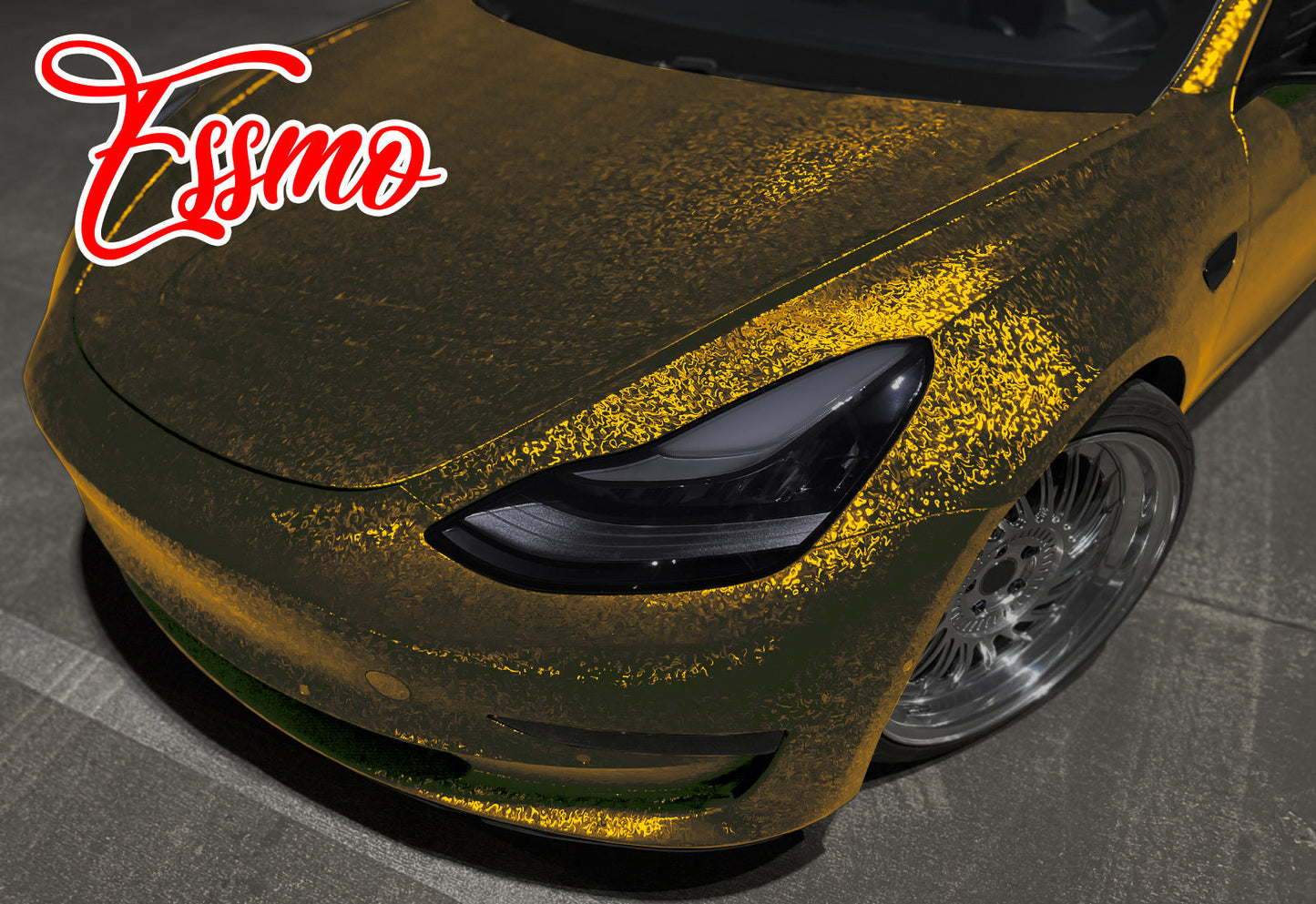 PET Damascus Forged Satin Bond Gold Vinyl Wrap