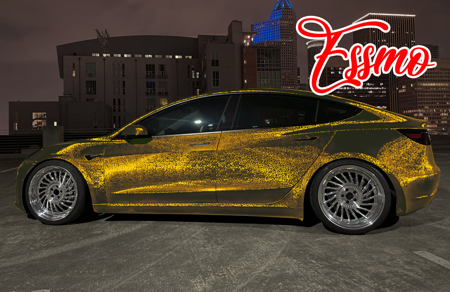 PET Damascus Forged Satin Bond Gold Vinyl Wrap