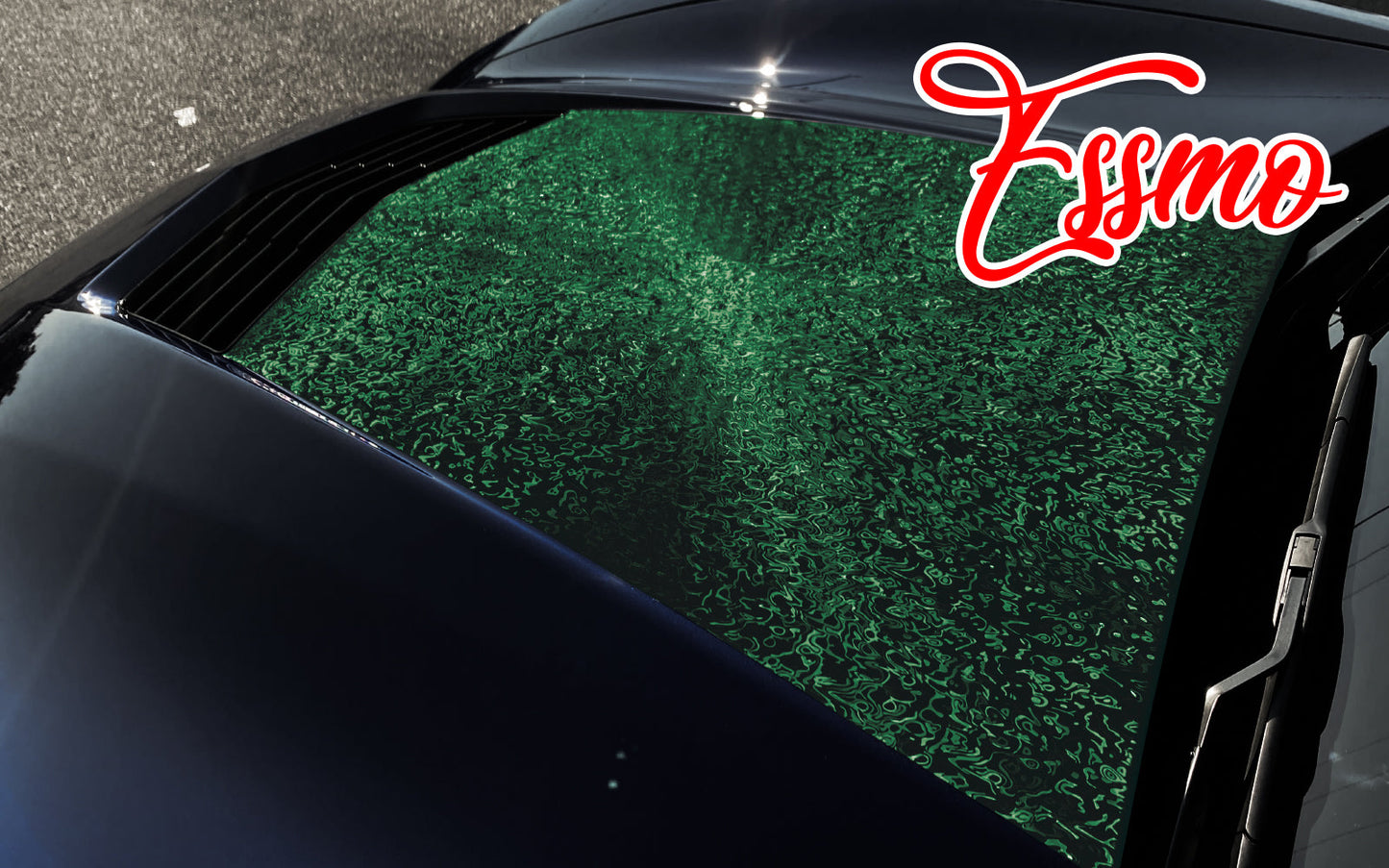 PET Damascus Forged Satin Venom Green Vinyl Wrap