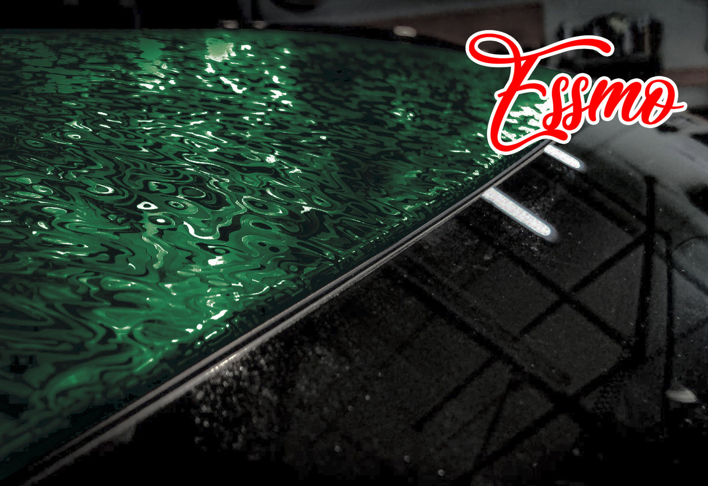 PET Damascus Forged Satin Venom Green Vinyl Wrap