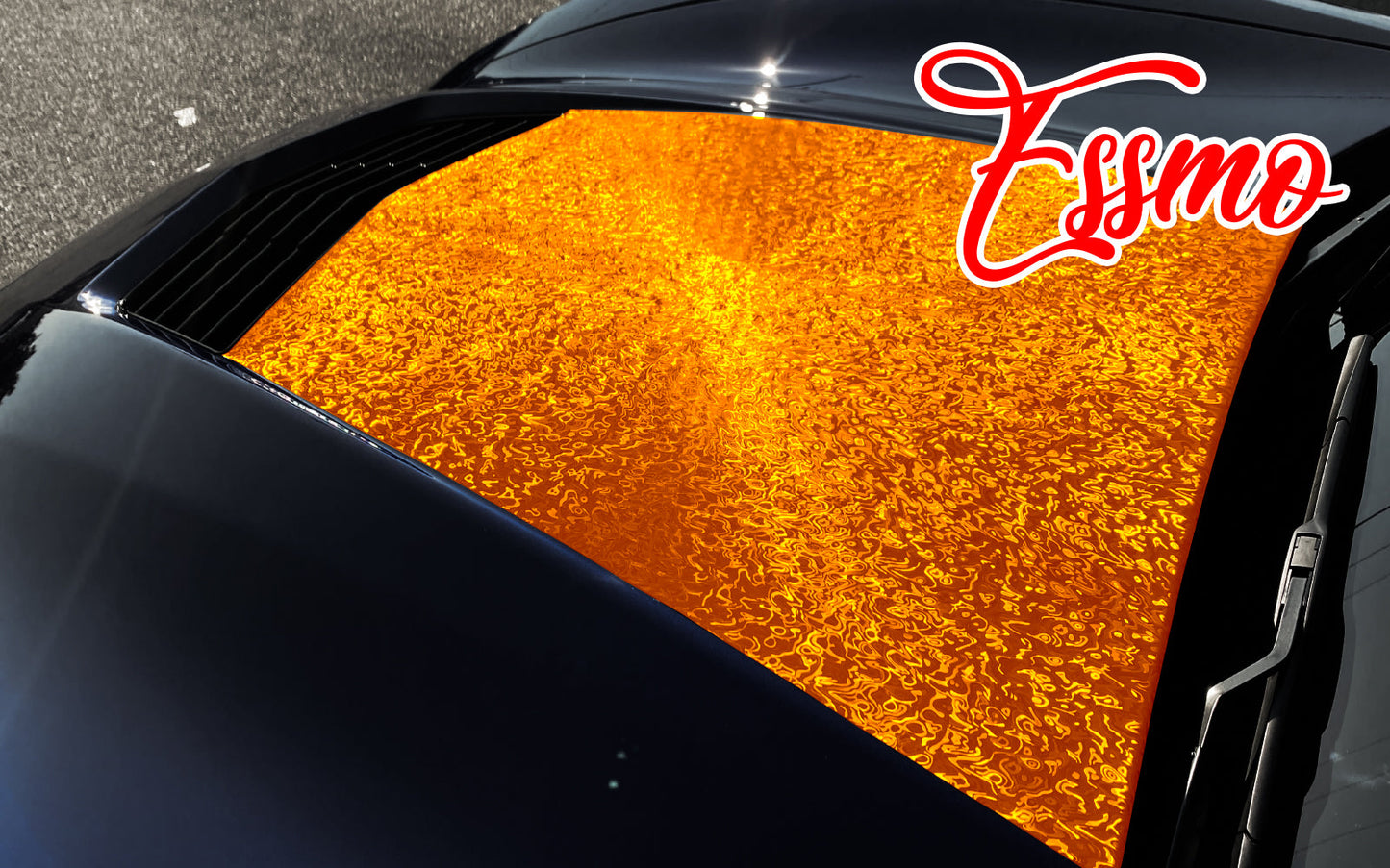 PET Damascus Forged Satin Lava Orange Vinyl Wrap