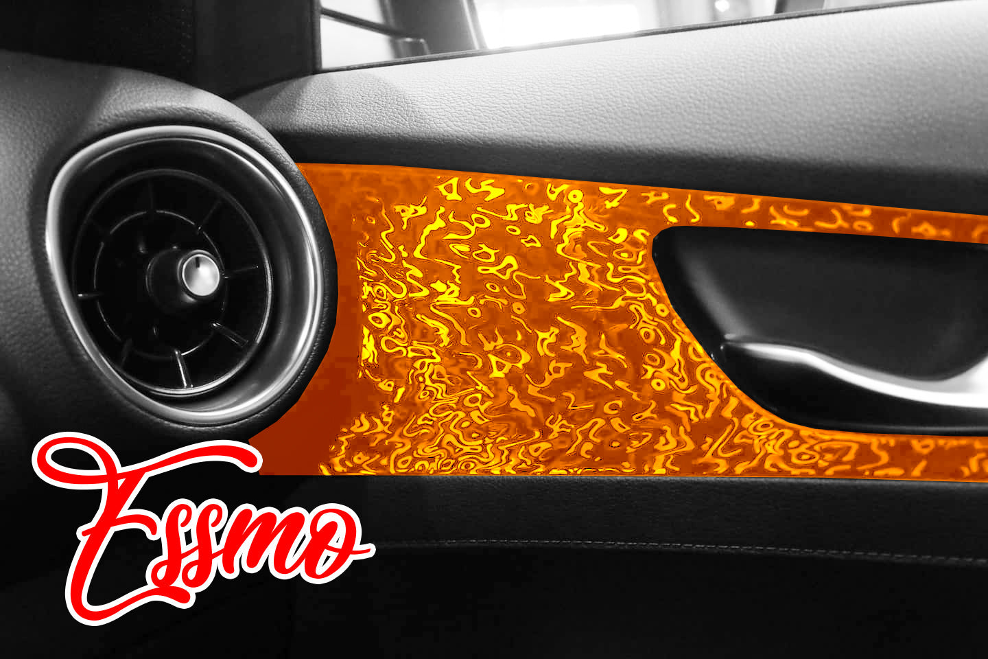 PET Damascus Forged Satin Lava Orange Vinyl Wrap