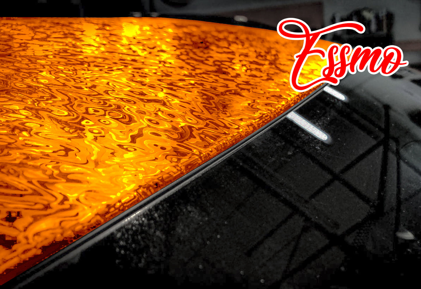 PET Damascus Forged Satin Lava Orange Vinyl Wrap
