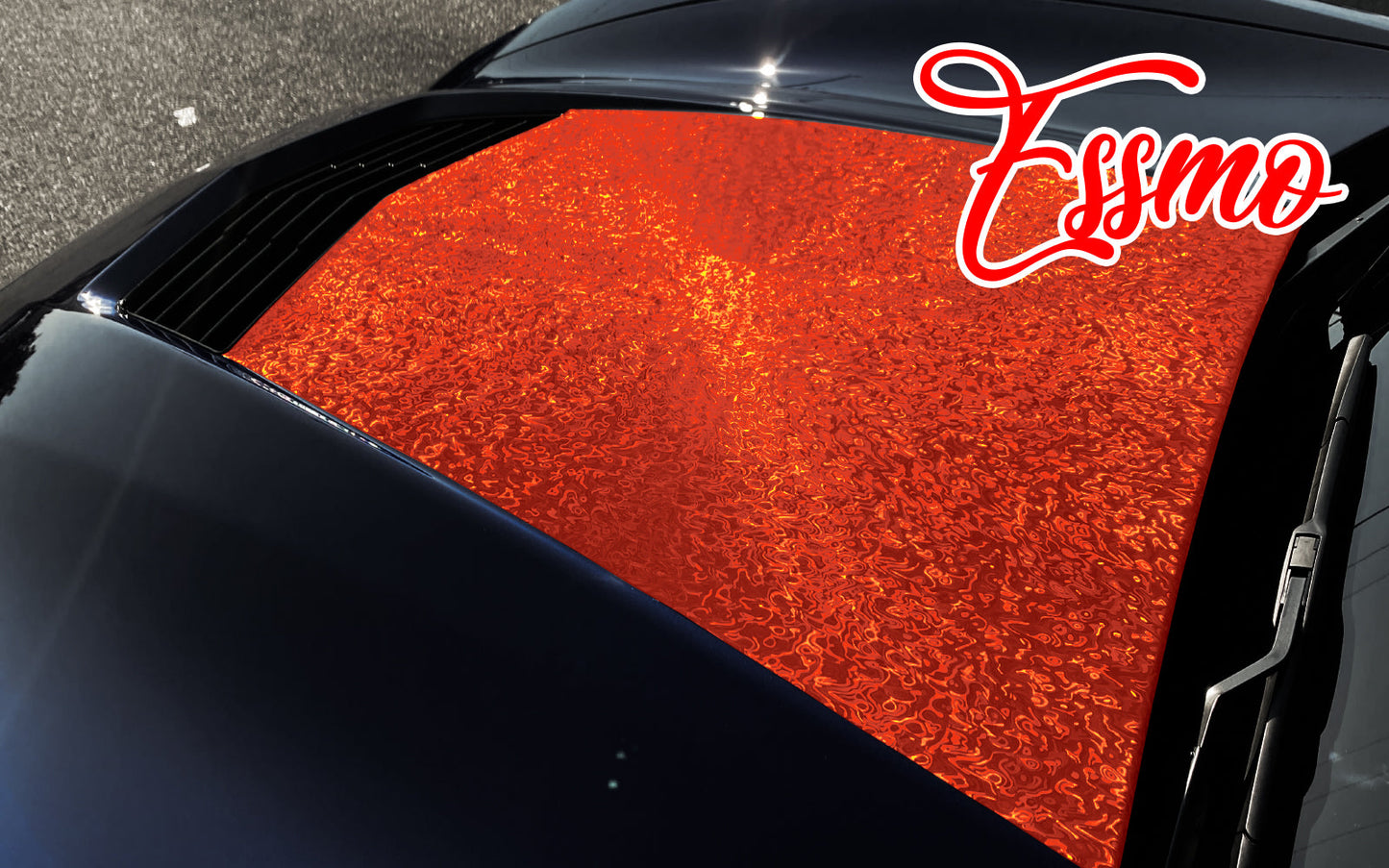 PET Damascus Forged Satin Flame Red Vinyl Wrap