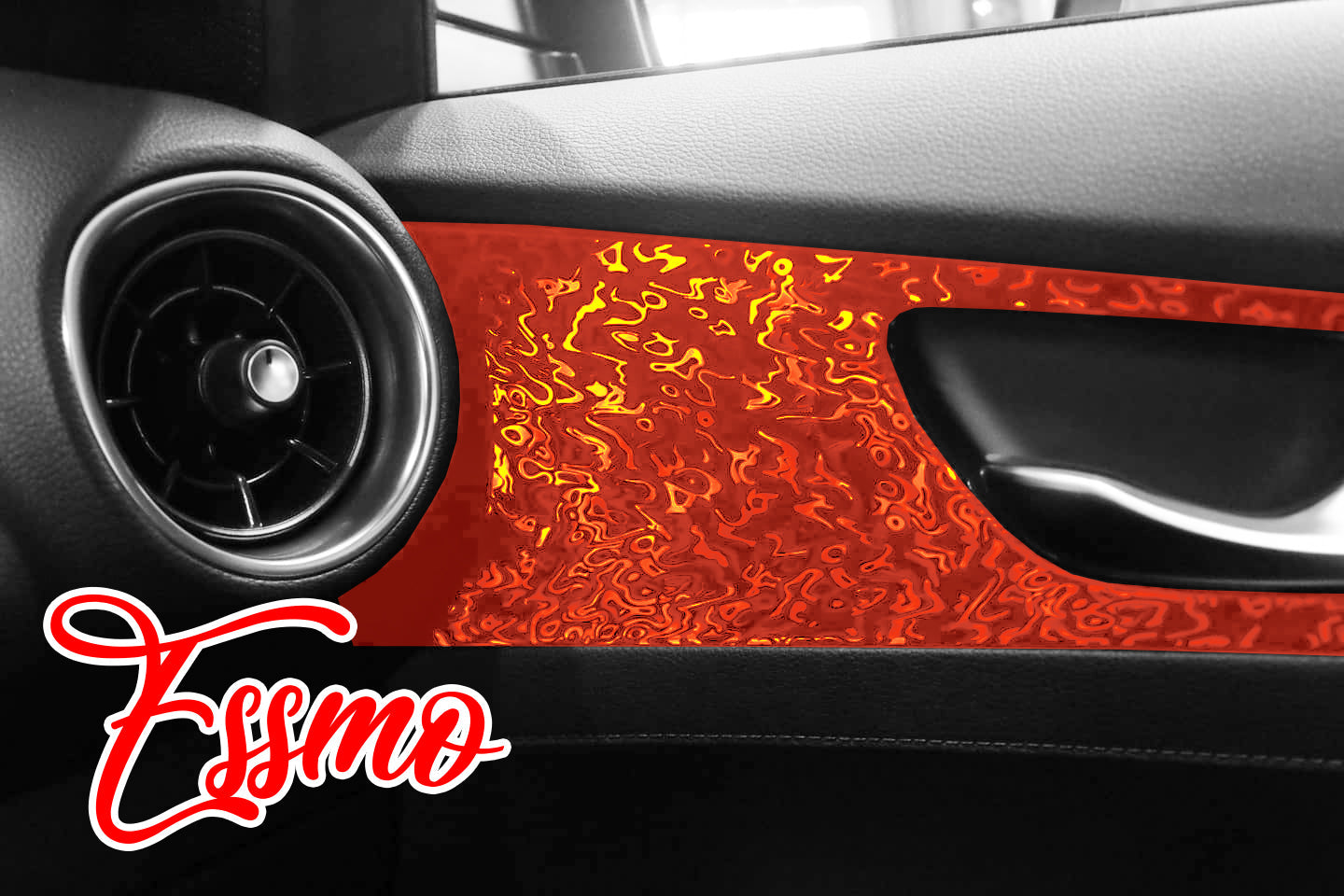 PET Damascus Forged Satin Flame Red Vinyl Wrap