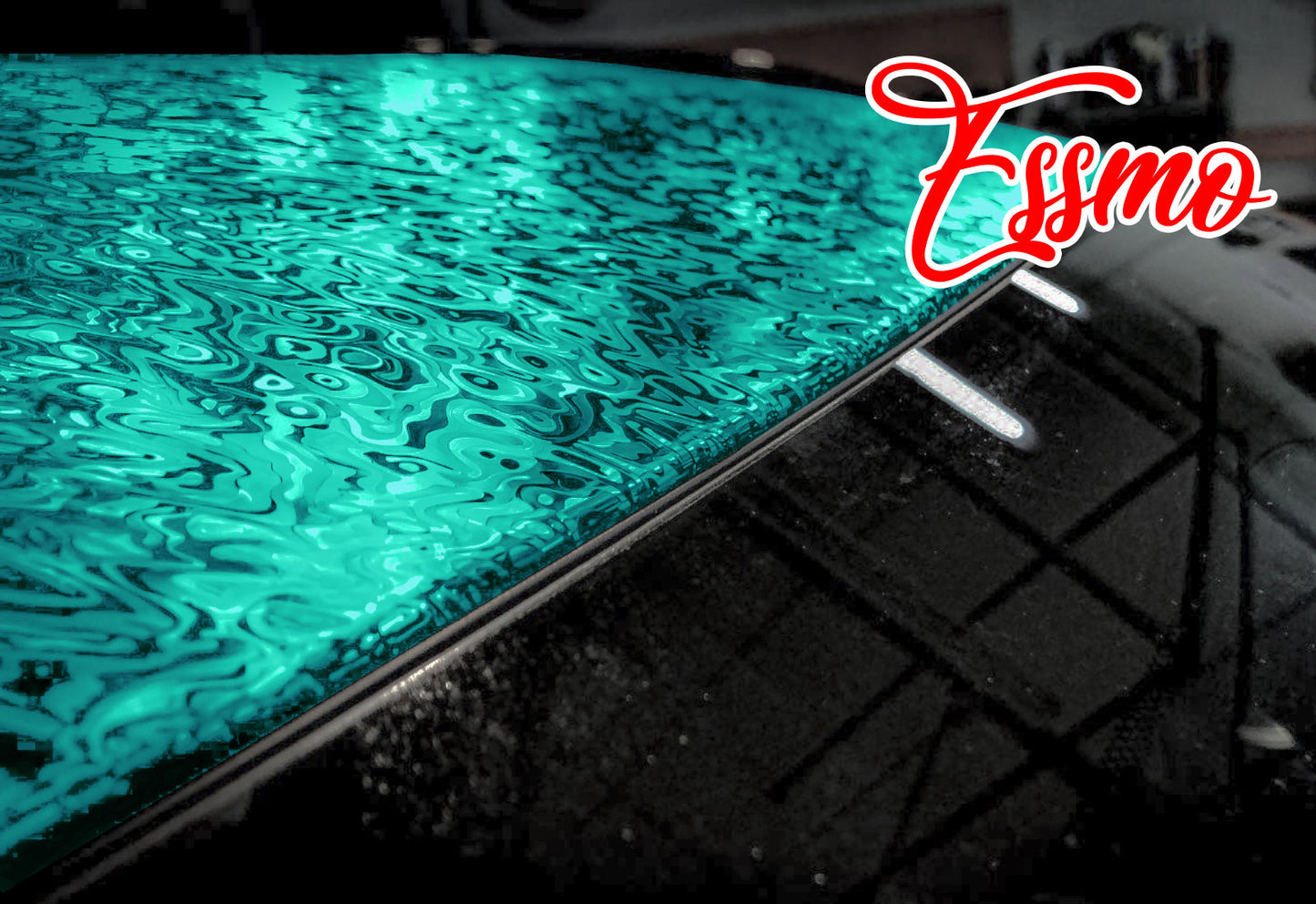PET Damascus Forged Satin Teal Vinyl Wrap