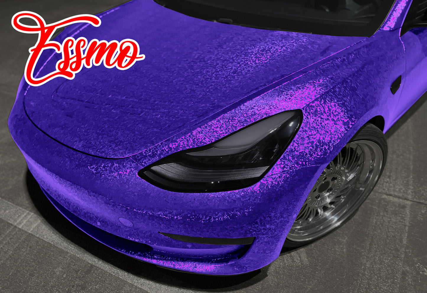 PET Damascus Forged Satin Royal Purple Vinyl Wrap
