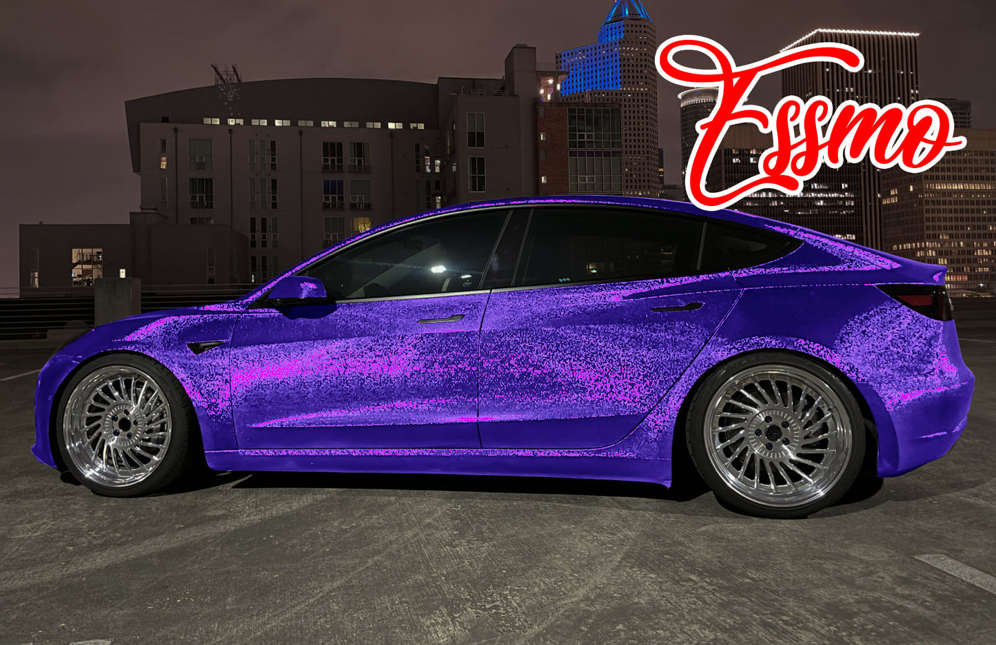 PET Damascus Forged Satin Royal Purple Vinyl Wrap