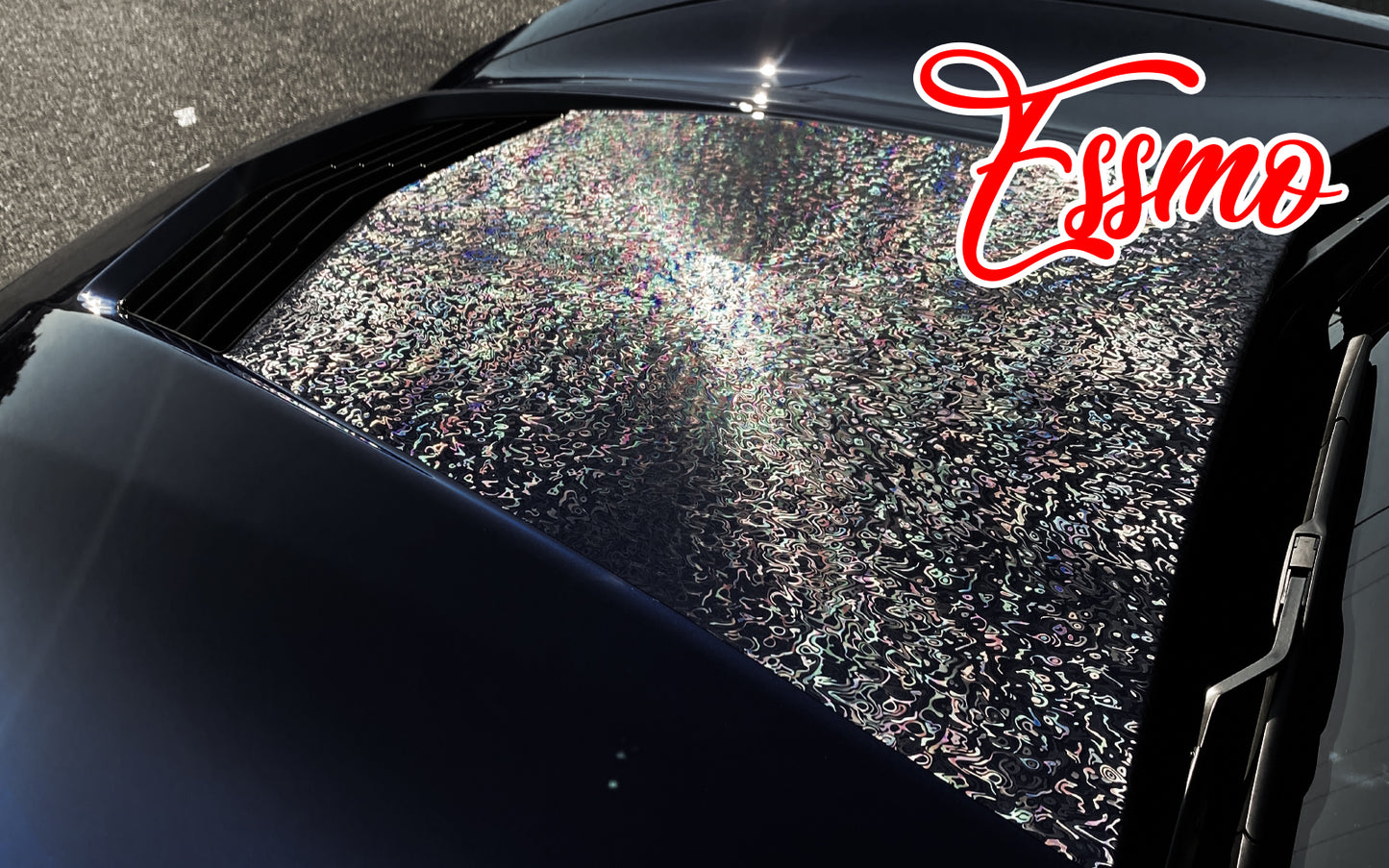 PET Damascus Forged Gloss Black Vinyl Wrap