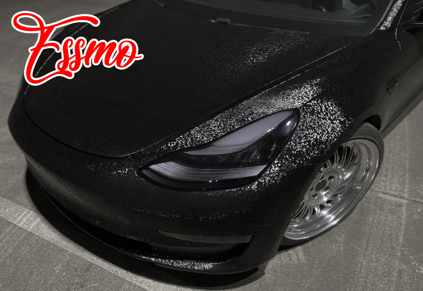 PET Damascus Forged Gloss Black Vinyl Wrap