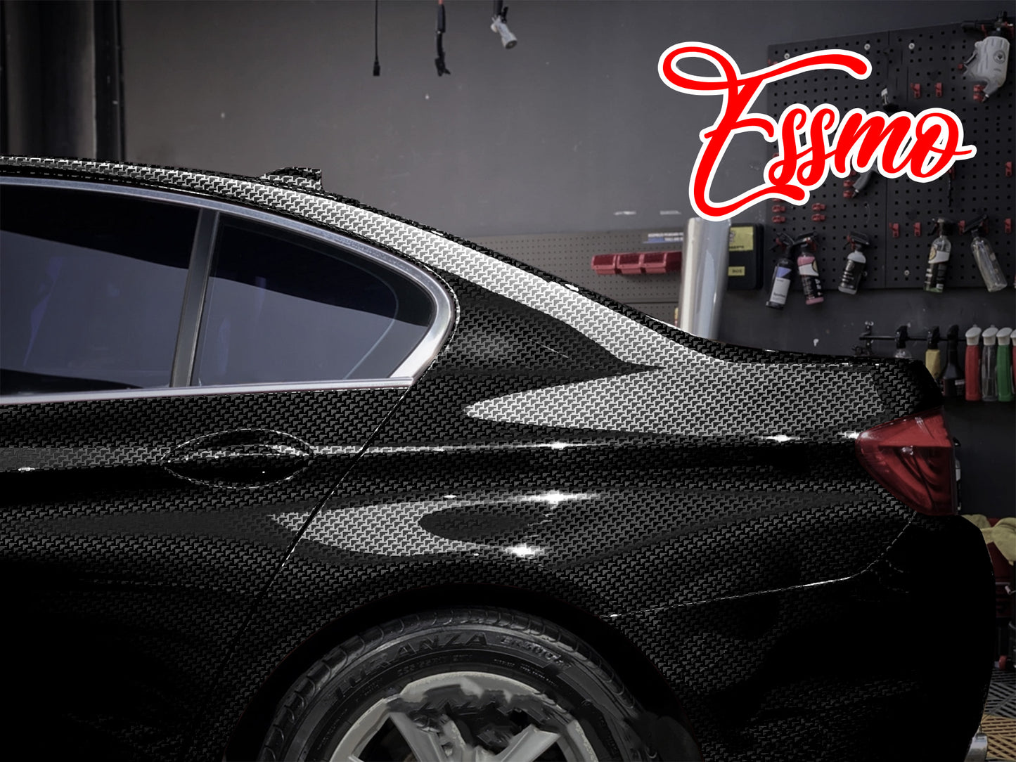PET Squadron Carbon Fiber Gloss Black Vinyl Wrap